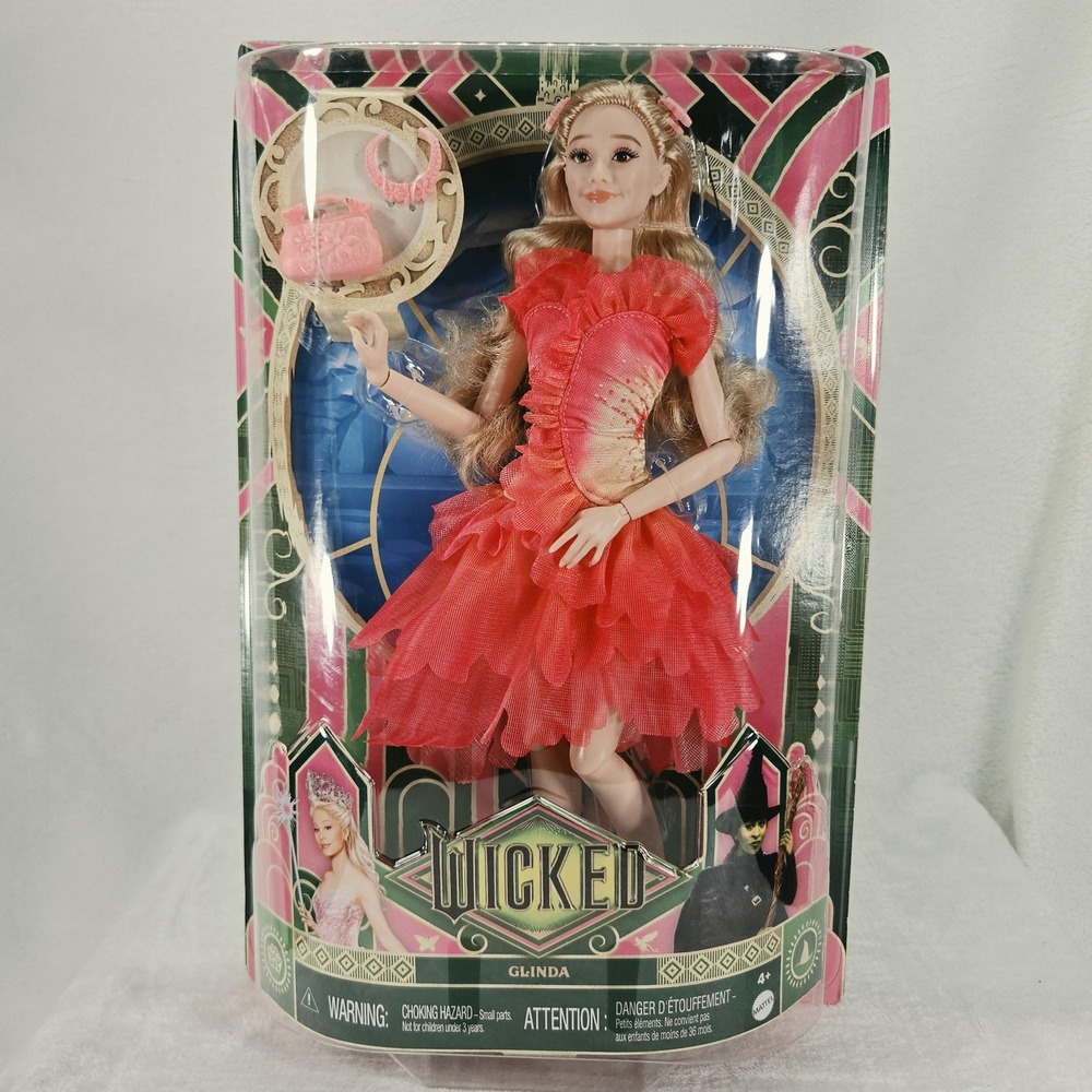 Mattel Wicked Glinda 12in Fashion Doll Red Dress DAMAGED Box URL Misprint Recall